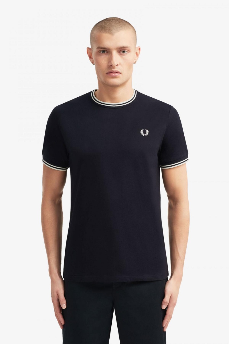 Fred Perry Twin Tipped T-shirts Herren Navy | CHDYB16645
