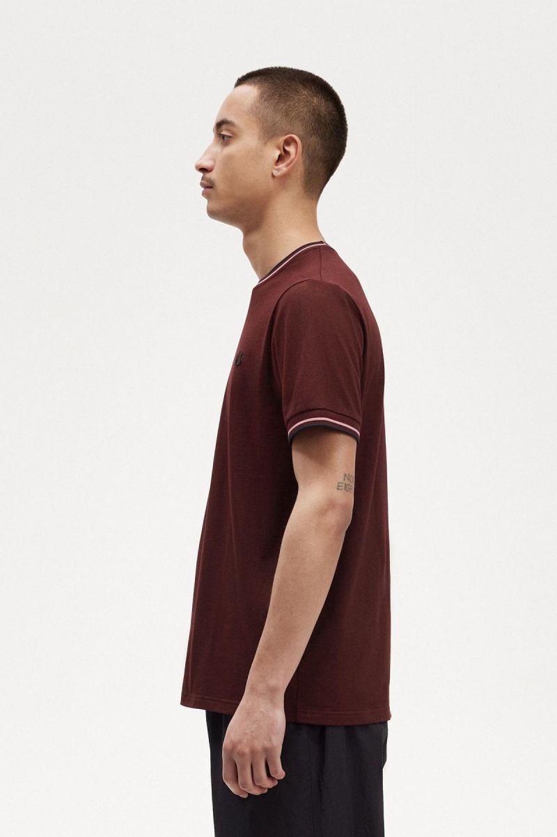 Fred Perry Twin Tipped T-shirts Herren Oxblood | MCHHR23817