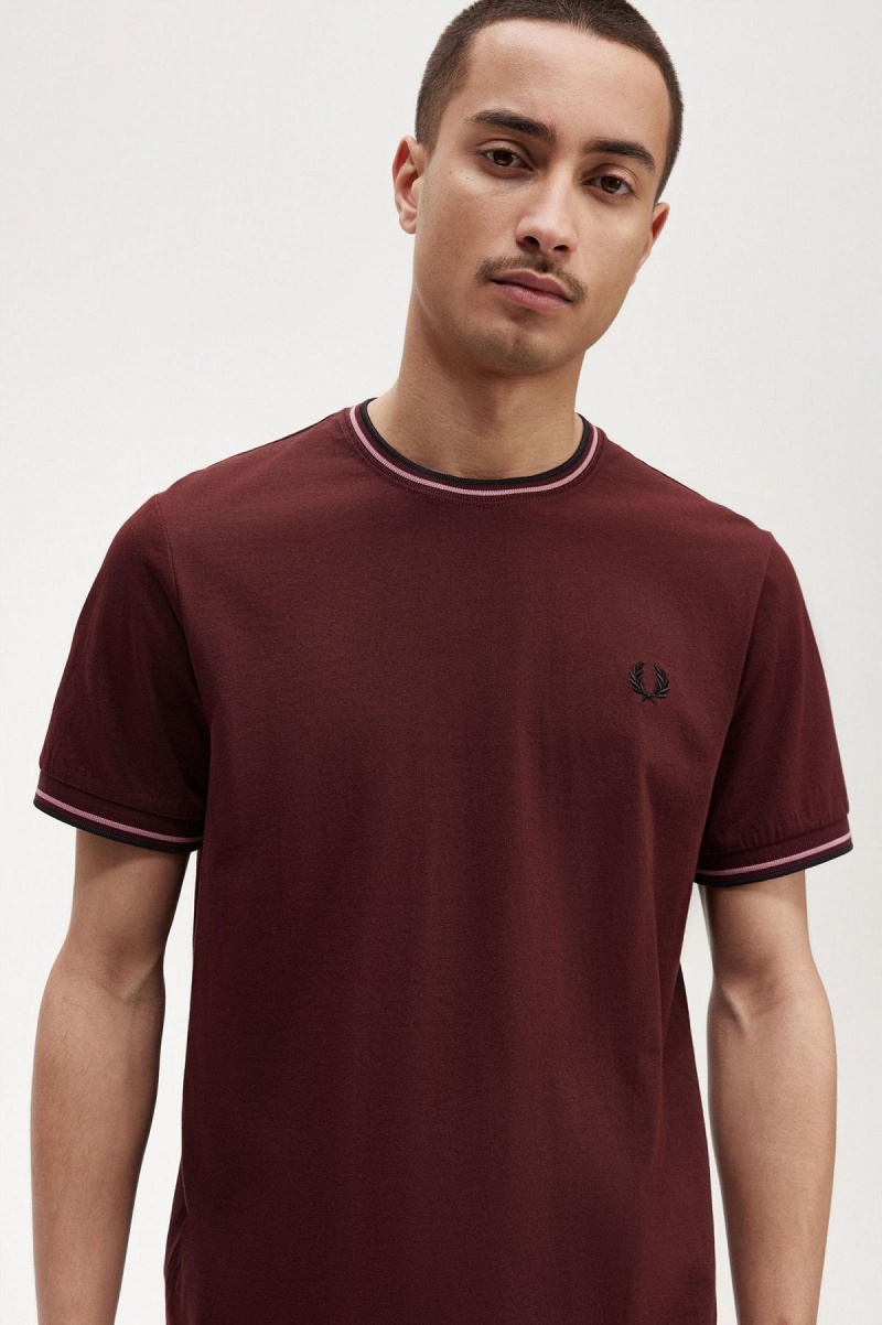 Fred Perry Twin Tipped T-shirts Herren Oxblood | MCHHR23817