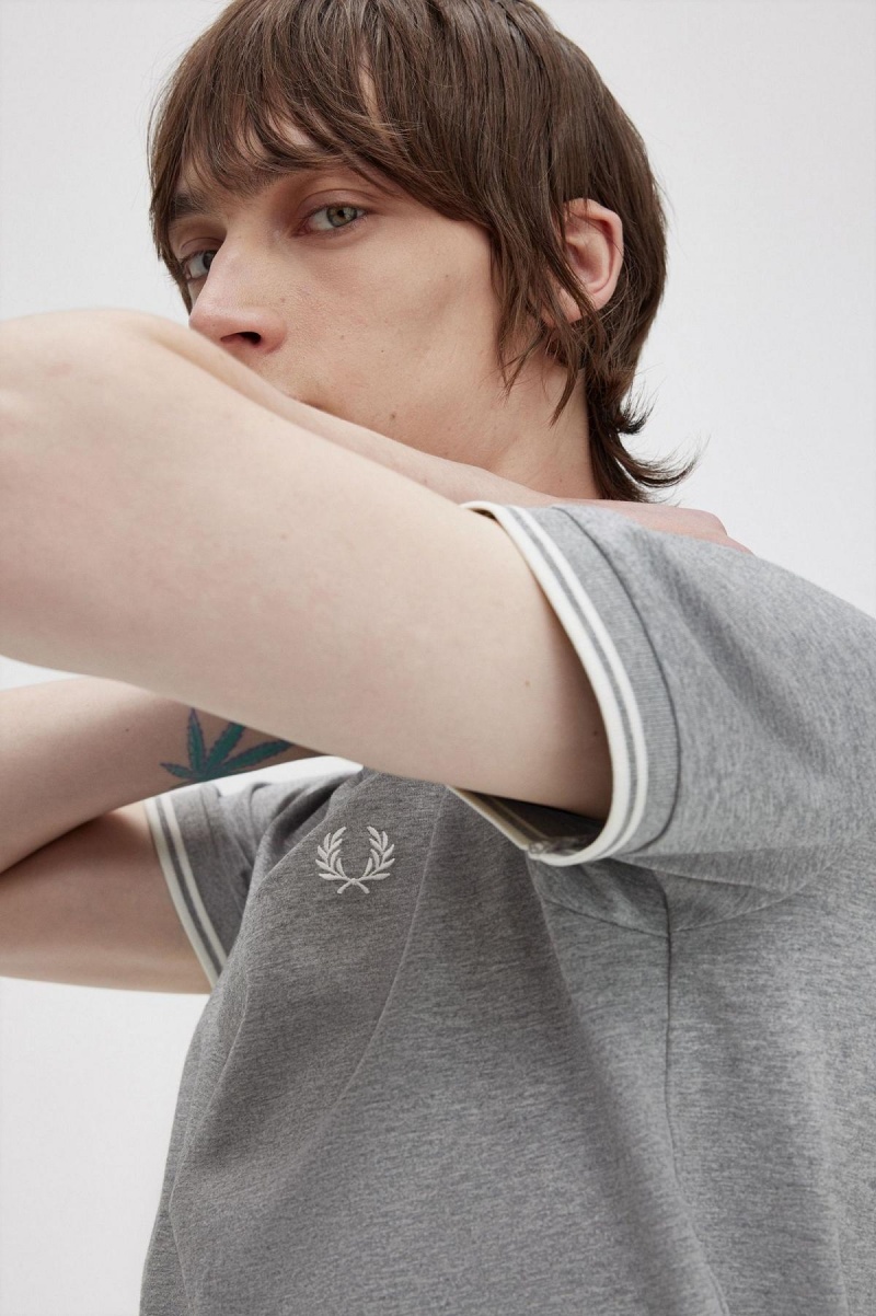Fred Perry Twin Tipped T-shirts Herren Steel Marl | YCHVQ81305