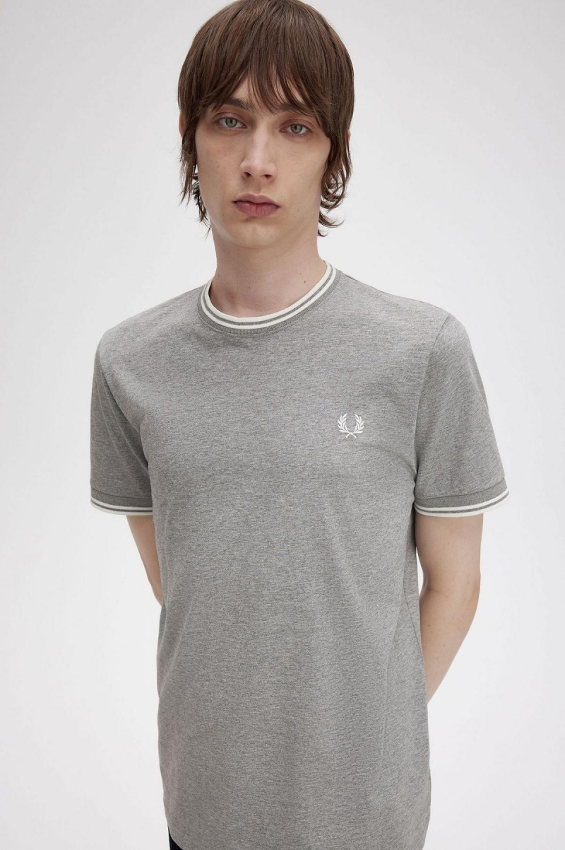 Fred Perry Twin Tipped T-shirts Herren Steel Marl | YCHVQ81305