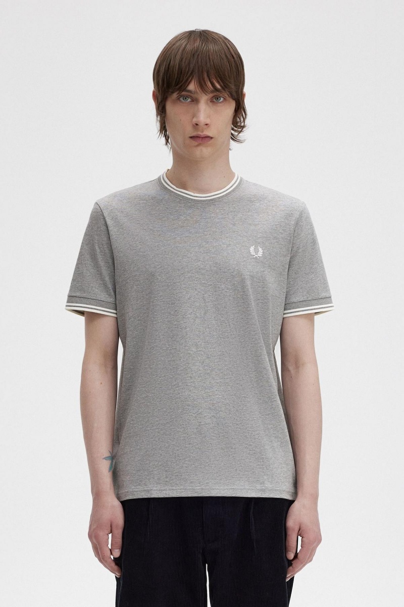 Fred Perry Twin Tipped T-shirts Herren Steel Marl | YCHVQ81305