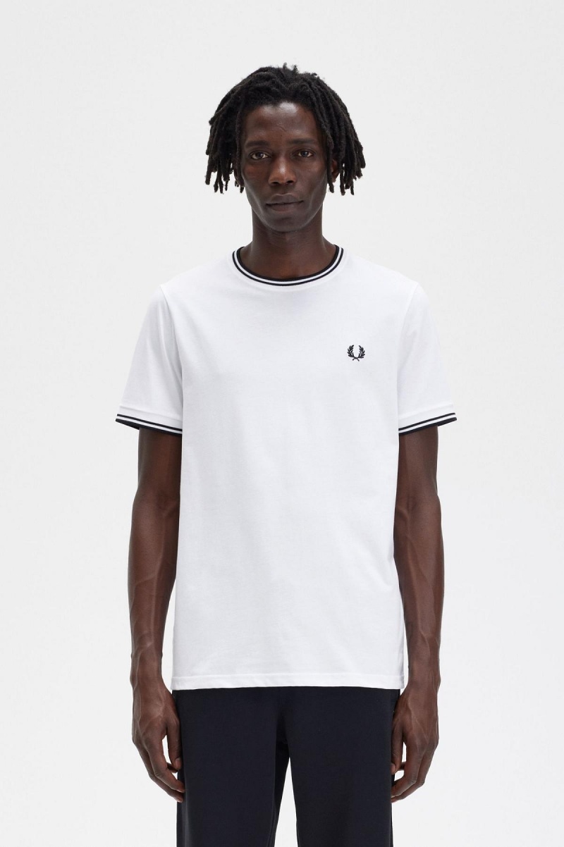 Fred Perry Twin Tipped T-shirts Herren Weiß | LCHSX20122