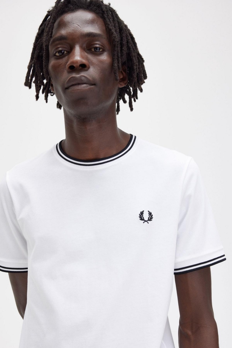 Fred Perry Twin Tipped T-shirts Herren Weiß | LCHSX20122