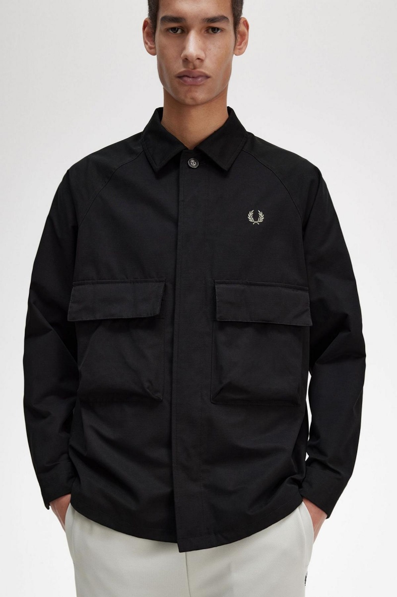 Fred Perry Utility Hemd Herren Schwarz | PCHQX87578