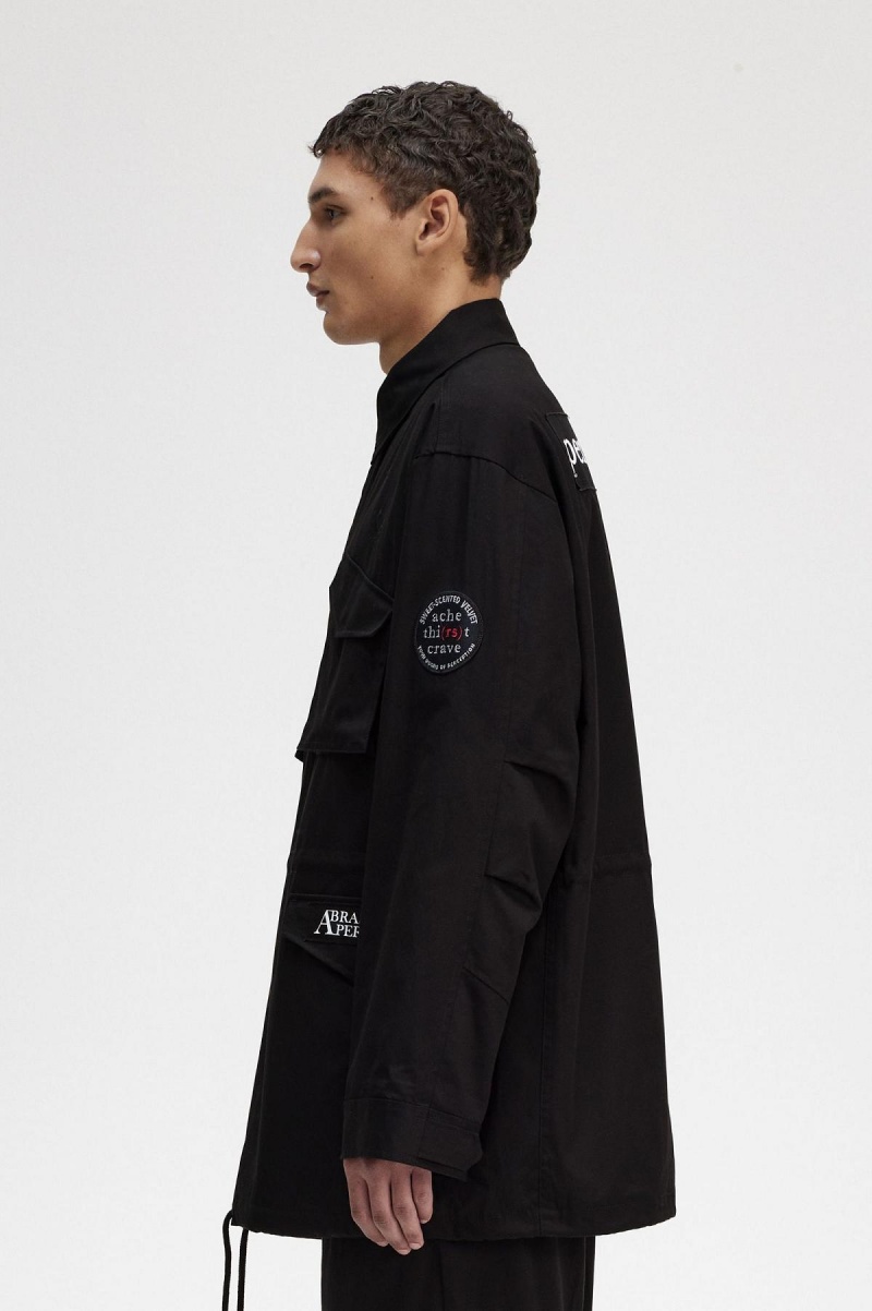 Fred Perry Utility Mäntel Herren Schwarz | XCHGW64425