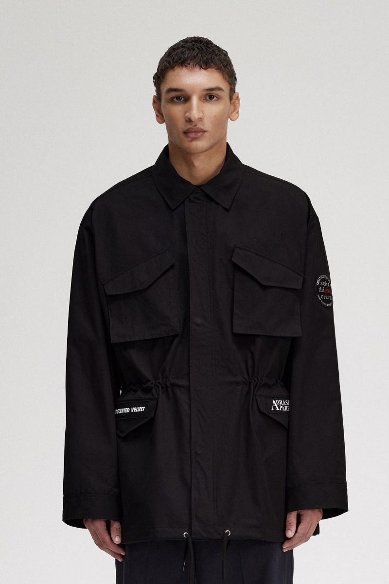 Fred Perry Utility Mäntel Herren Schwarz | XCHGW64425