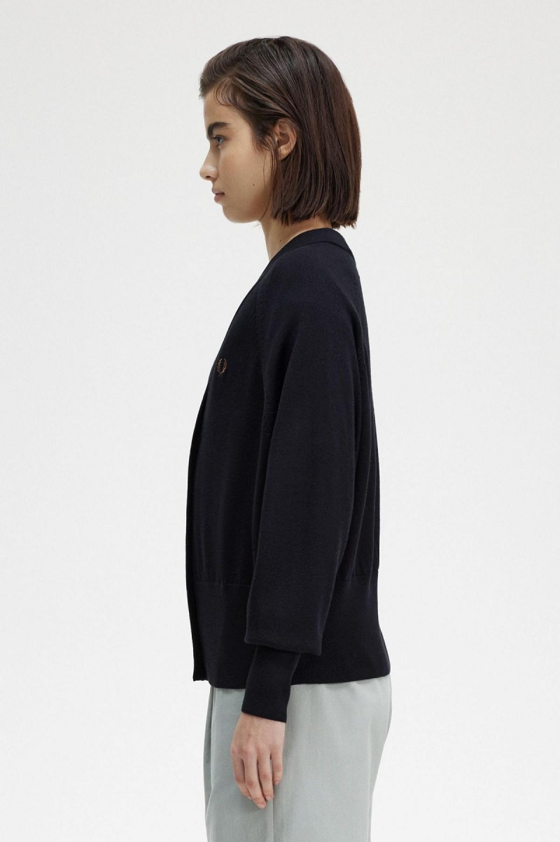 Fred Perry V-Neck Cardigan Strickwaren Damen Navy | UCHND36411