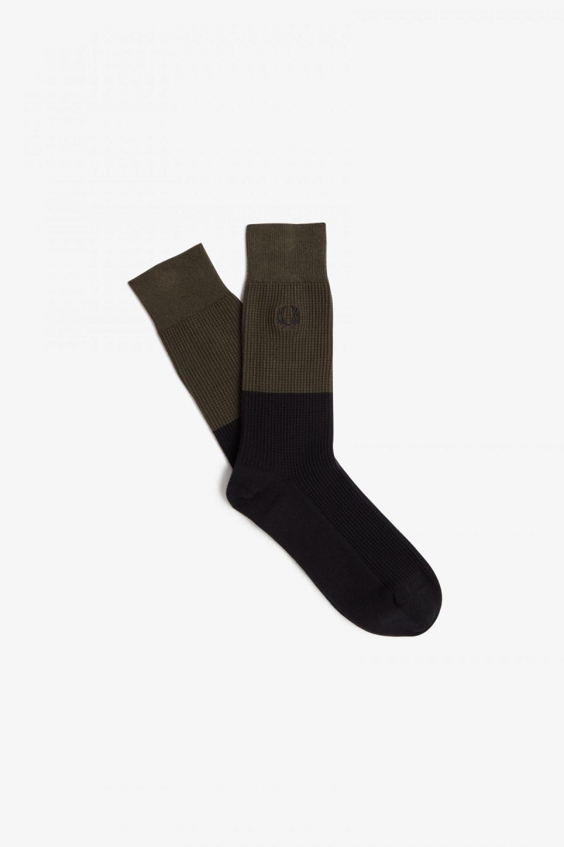 Fred Perry Waffle Knit Socken Accessories Grün Schwarz | BCHSD27993