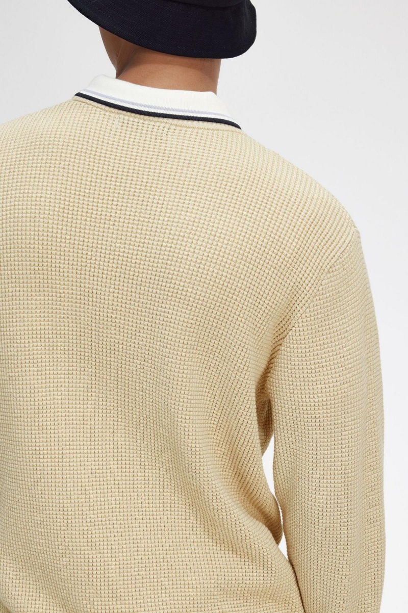 Fred Perry Waffle Stitch Jumper Strickwaren Herren Oatmeal | DCHVO17761