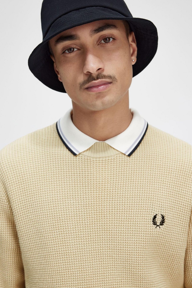 Fred Perry Waffle Stitch Jumper Strickwaren Herren Oatmeal | DCHVO17761