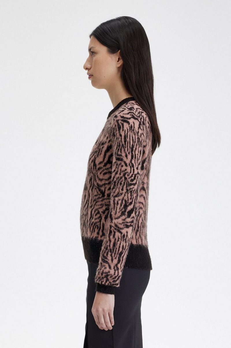 Fred Perry Zebra Jumper Strickwaren Damen Rosa Rosa | BCHSO32327