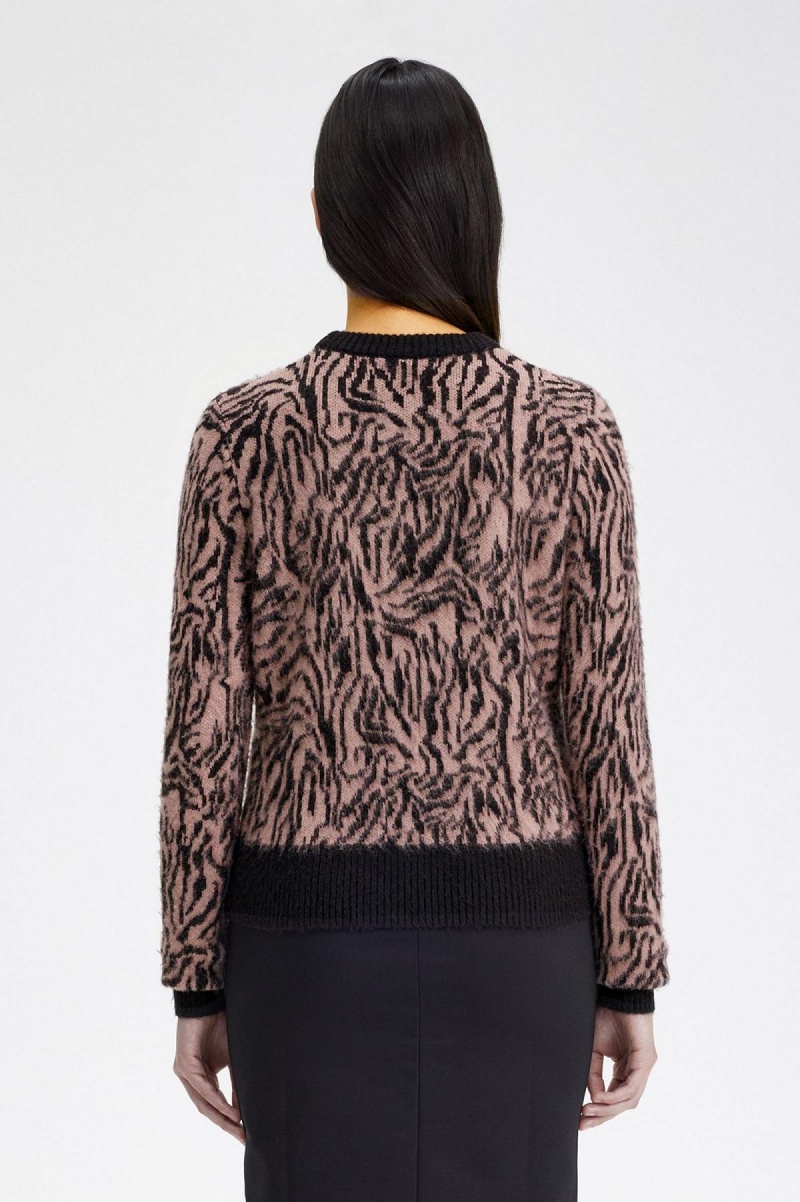 Fred Perry Zebra Jumper Strickwaren Damen Rosa Rosa | BCHSO32327