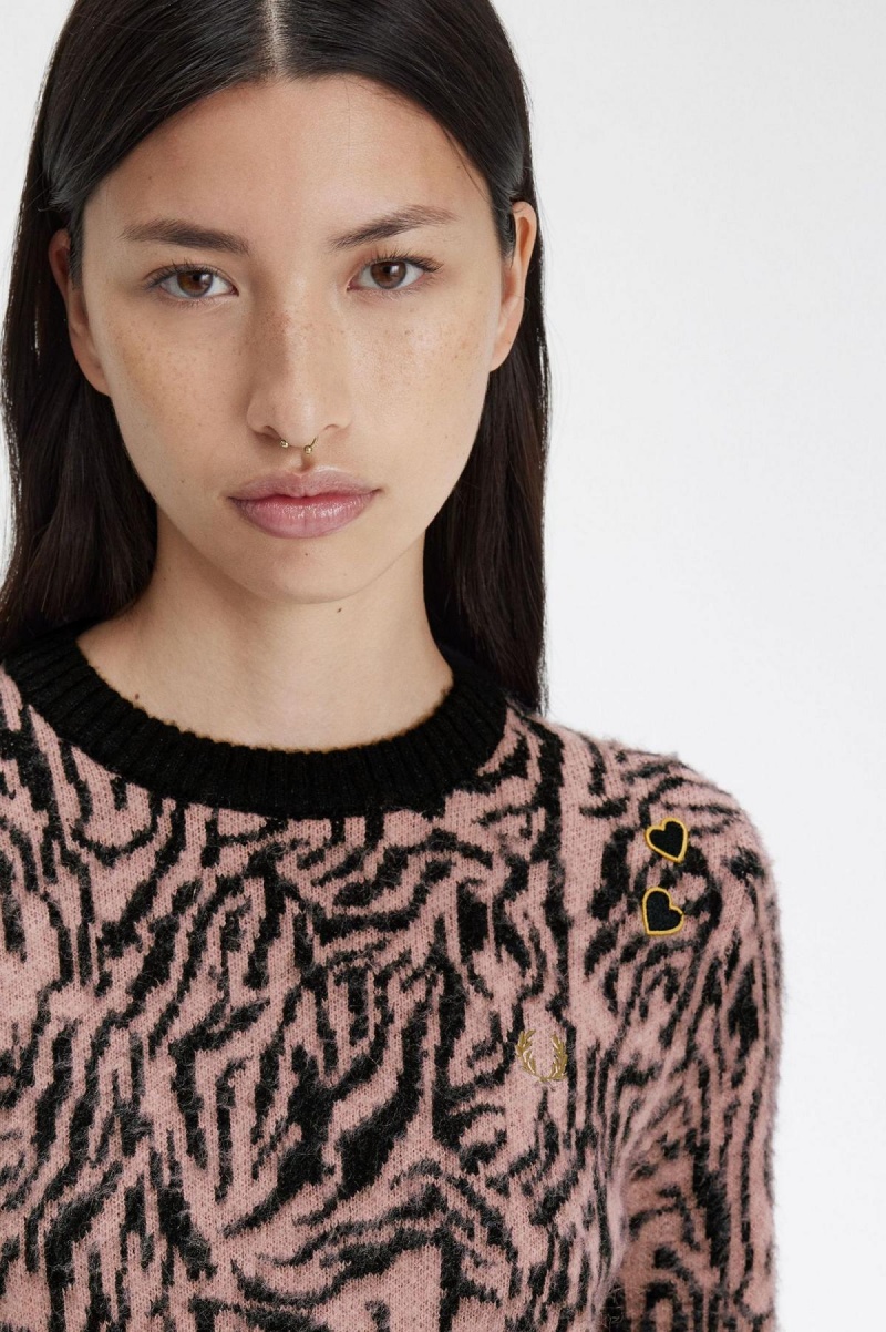 Fred Perry Zebra Jumper Strickwaren Damen Rosa Rosa | BCHSO32327
