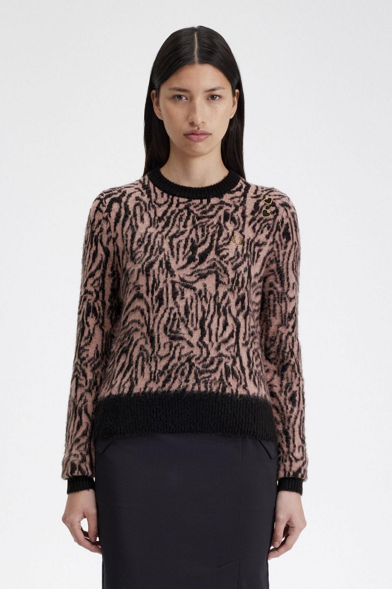 Fred Perry Zebra Jumper Strickwaren Damen Rosa Rosa | BCHSO32327