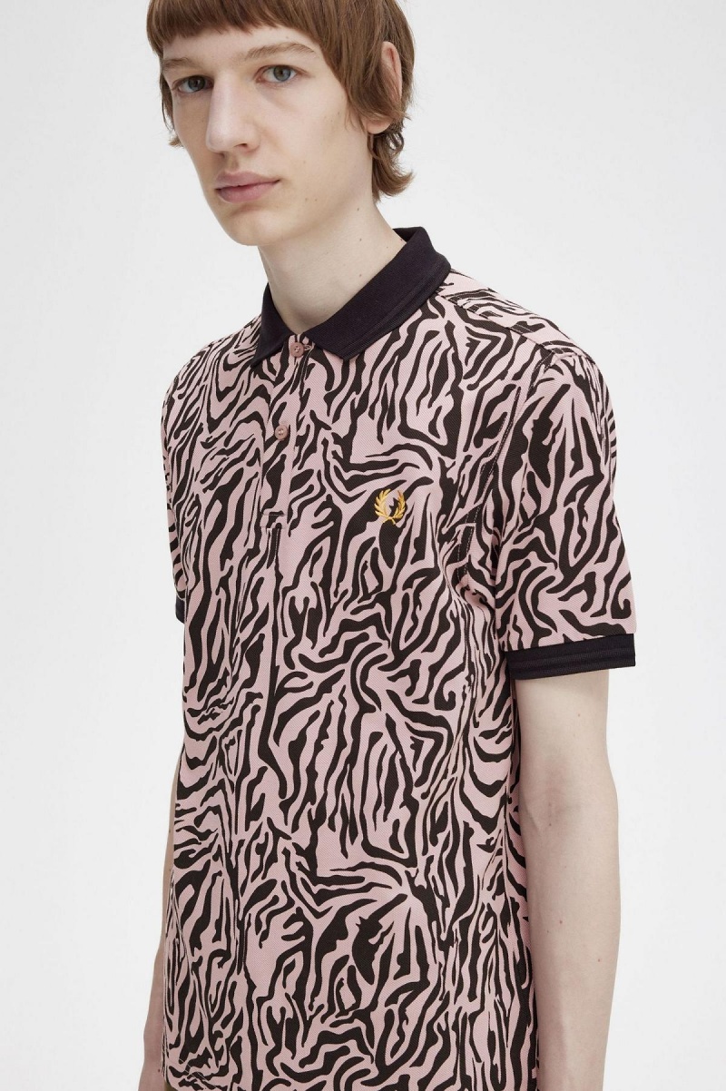 Fred Perry Zebra Print Fred Perry Shirt Polo Shirts Herren Rosa Rosa | CHQCS10400