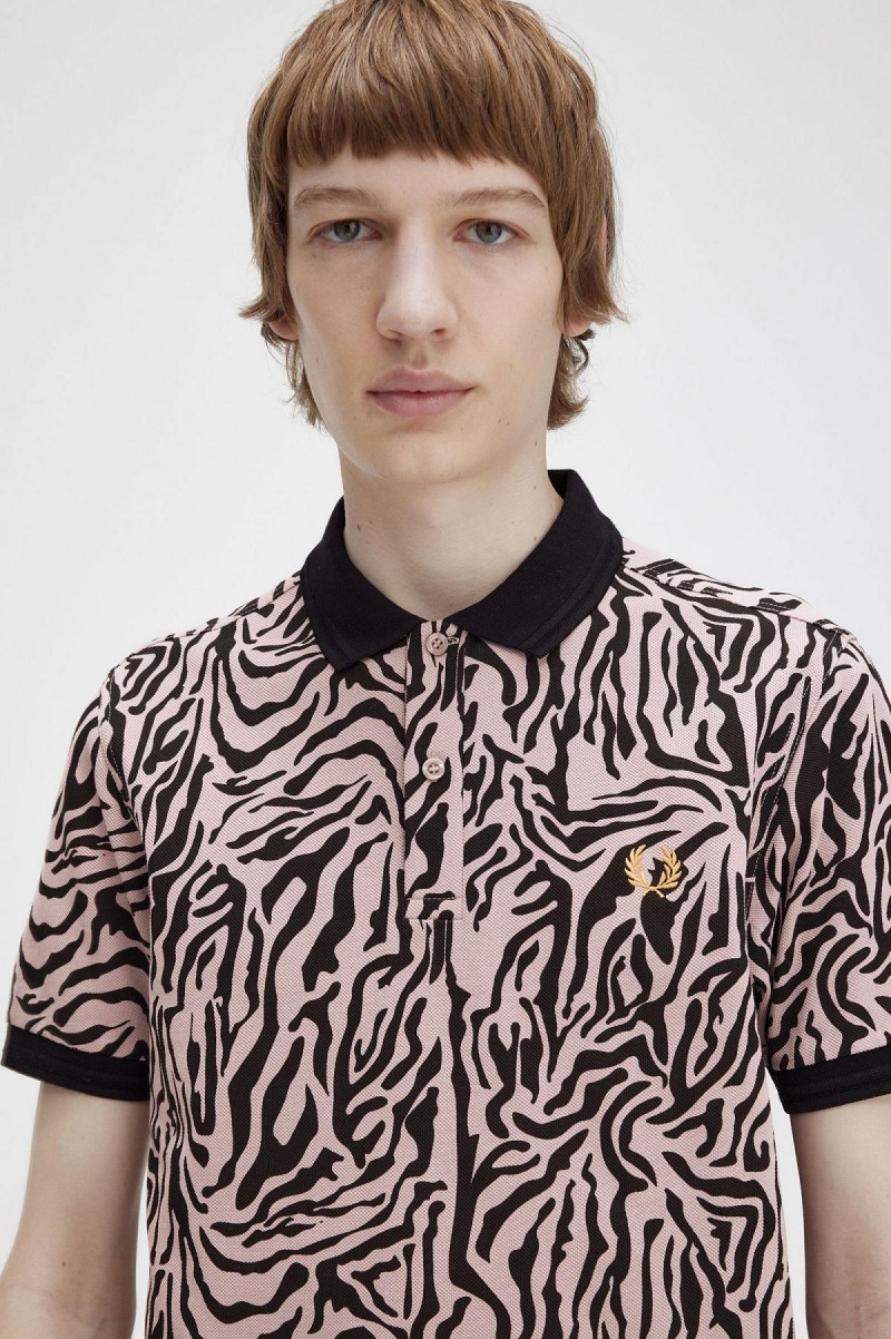 Fred Perry Zebra Print Fred Perry Shirt Polo Shirts Herren Rosa Rosa | CHQCS10400