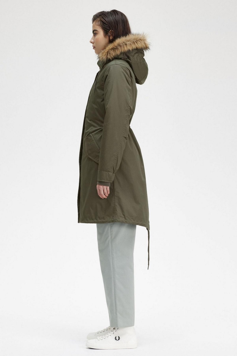 Fred Perry Zip-In Liner Parka Mäntel Damen Grün | MCHHR90373