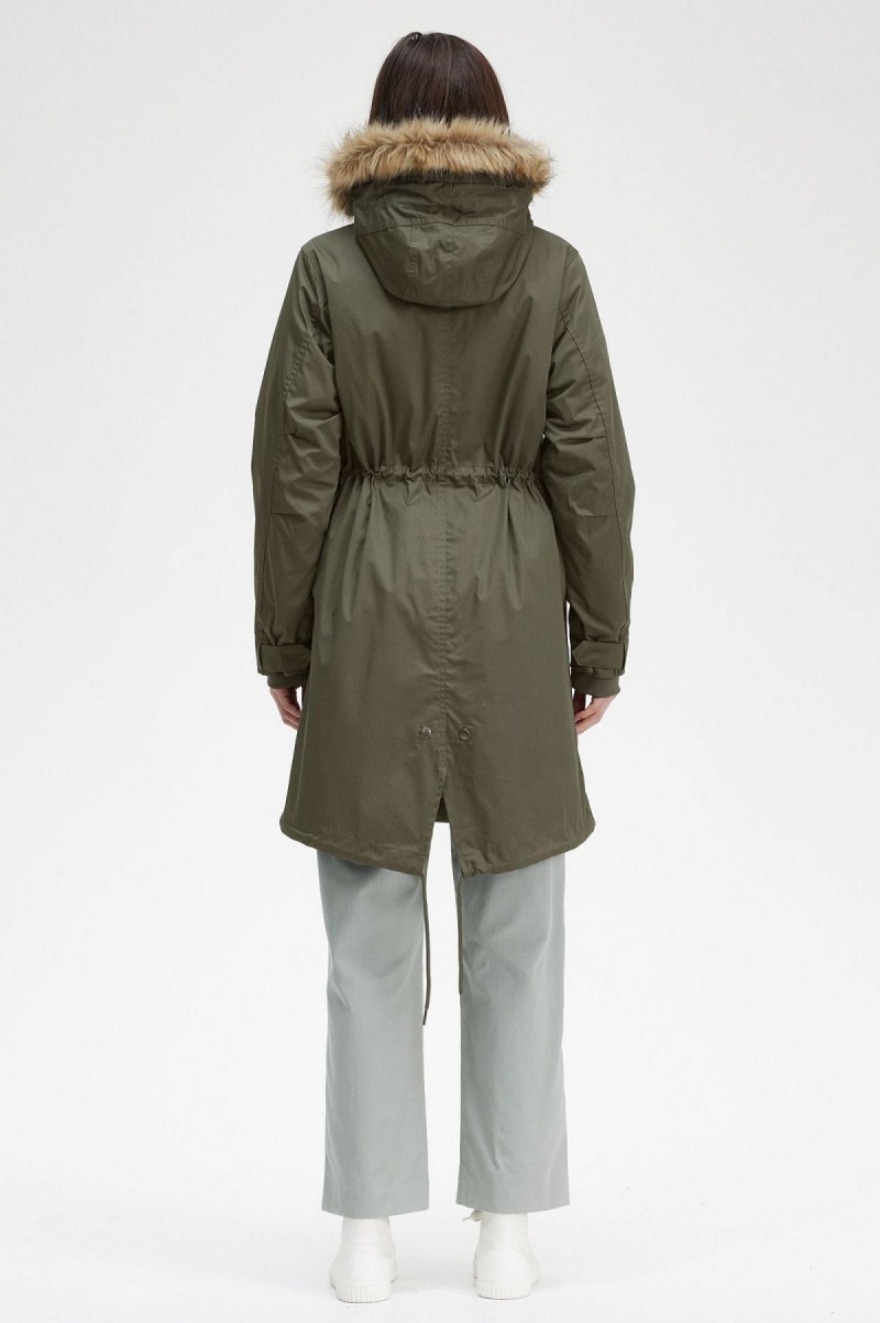 Fred Perry Zip-In Liner Parka Mäntel Damen Grün | MCHHR90373