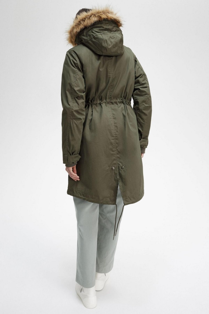 Fred Perry Zip-In Liner Parka Mäntel Damen Grün | MCHHR90373