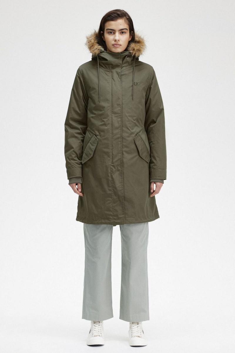 Fred Perry Zip-In Liner Parka Mäntel Damen Grün | MCHHR90373