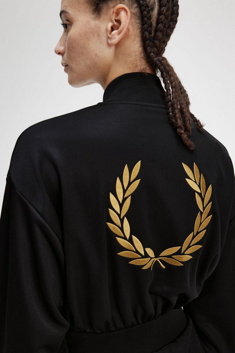 Fred Perry Zip-Through Playsuit Kleid Damen Schwarz | CHJZR81853
