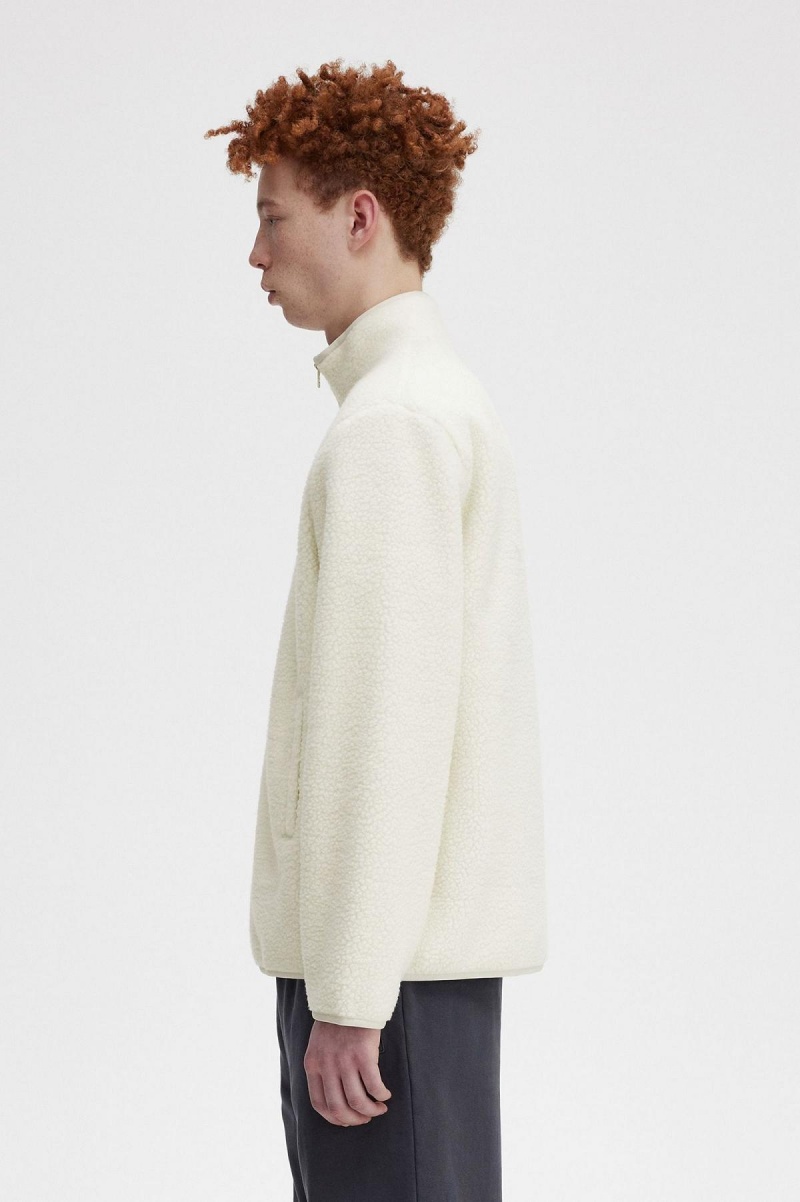 Fred Perry Zip Through Borg Fleece Mäntel Herren Ecru | CHXMI15346
