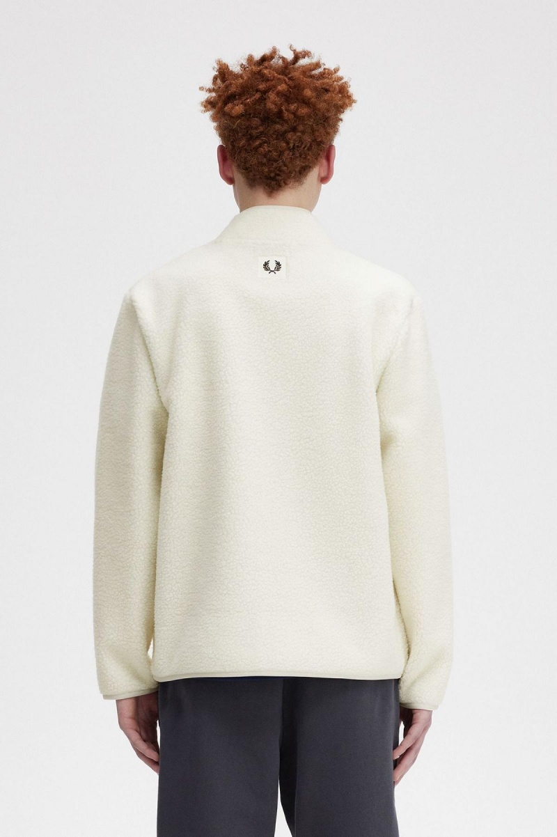 Fred Perry Zip Through Borg Fleece Mäntel Herren Ecru | CHXMI15346