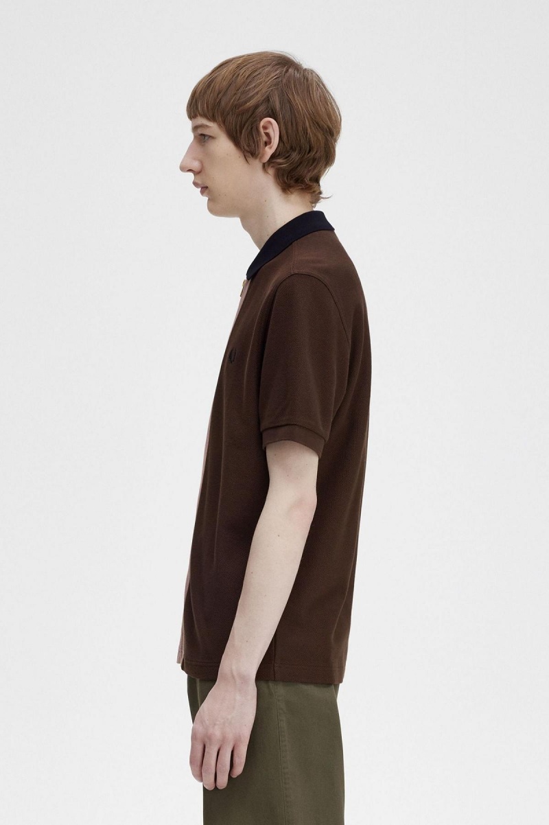 Fred Perry Zip Through Polo Shirt Polo Shirts Herren Burnt Tobacco | CHIIZ52684